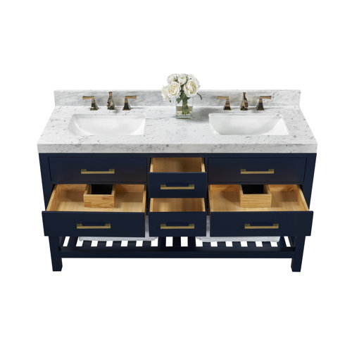 Sand & Stable Carrie 60'' Double Bathroom Vanity with Marble Top